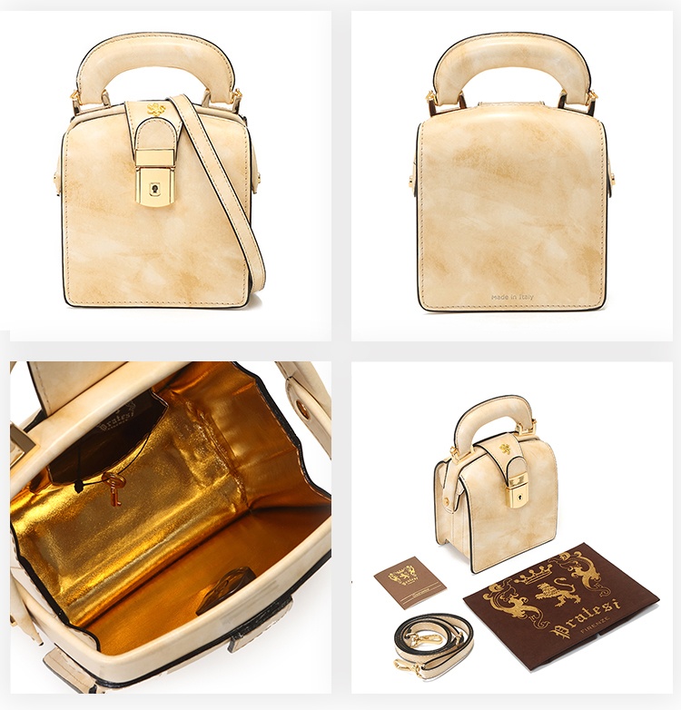 商品Pratesi|【国内直发】意大利Pratesi 珠宝级手工皮具2022热销牛皮优雅气质复古珠宝盒女包,��价格¥3904,第9张图片详细描述