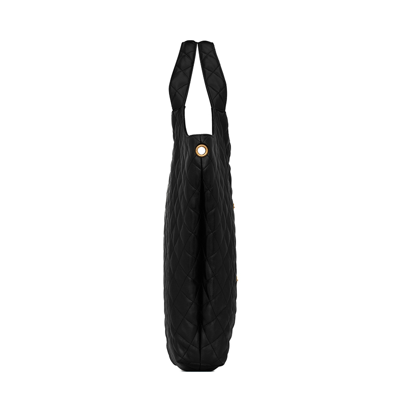 商品Yves Saint Laurent|SAINT LAURENT PARIS/圣罗兰 YSL ICARE系列 女士加大号黑色绗缝羊皮革大号徽标字母金扣单肩手提包,价格¥31540,第2张图片详细描述