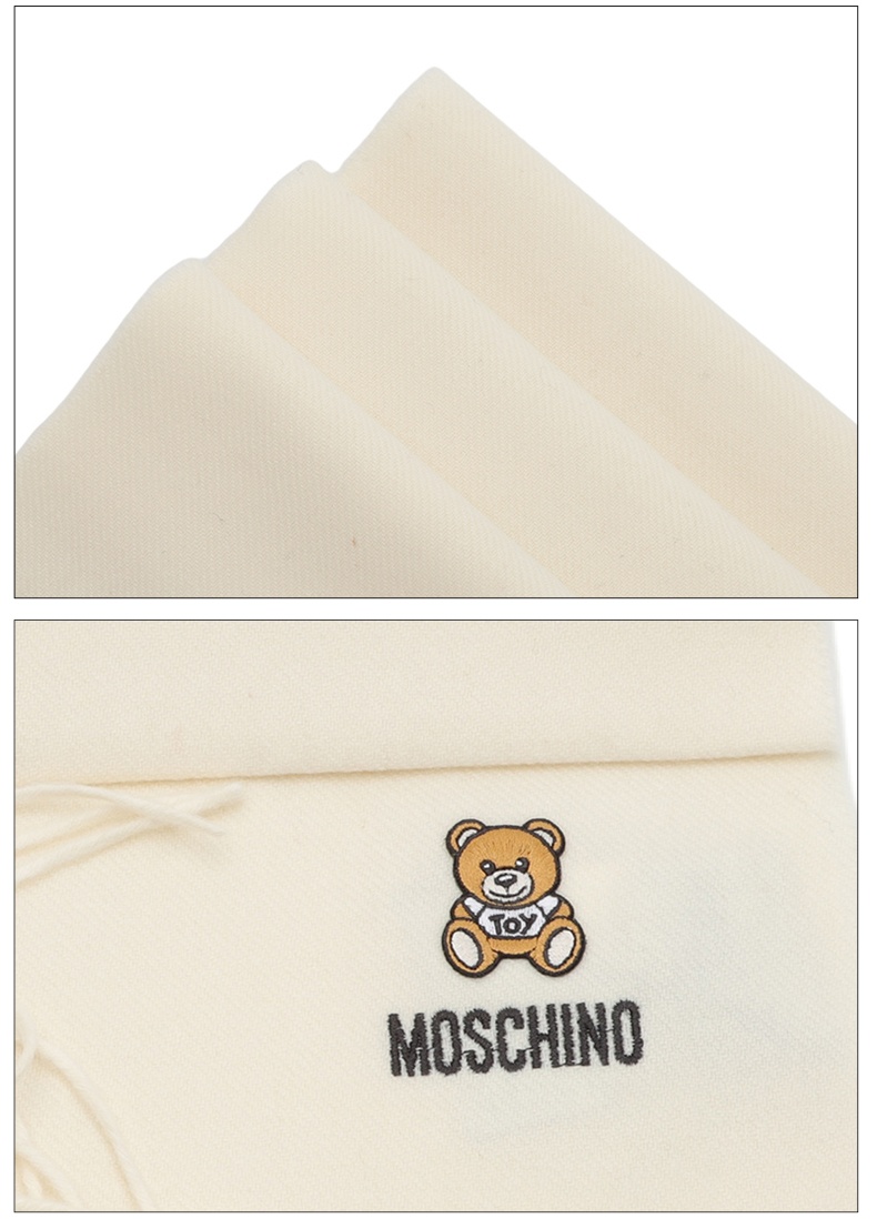 商品[国内直发] Moschino|莫斯奇诺围巾莫斯奇诺刺绣泰迪熊徽标围巾秋冬男女同款英文logo图流苏羊毛围巾礼物送女友送男友50124M5293,价格¥517,第4张图片详细描述