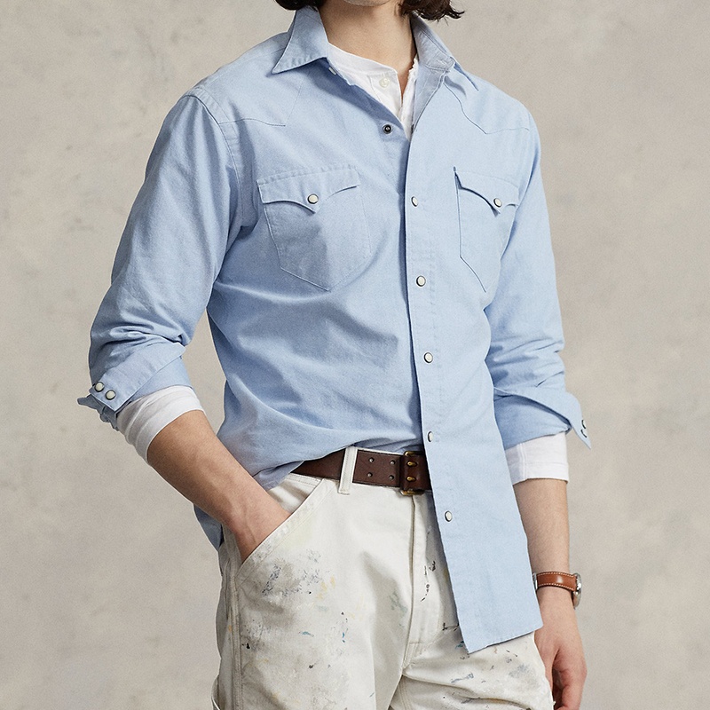 商品Ralph Lauren|拉夫劳伦 男士纯棉尖领长袖衬衫（2色可选）,价格¥1455,第2张图片详细描述