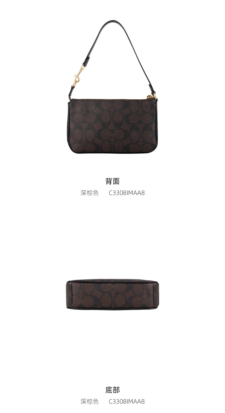 商品[国内直发] Coach|COACH 奥莱款小号女士PVC配皮手拿包 C3308IMAA8 送礼好物,价格¥962,第4张图片详细描述