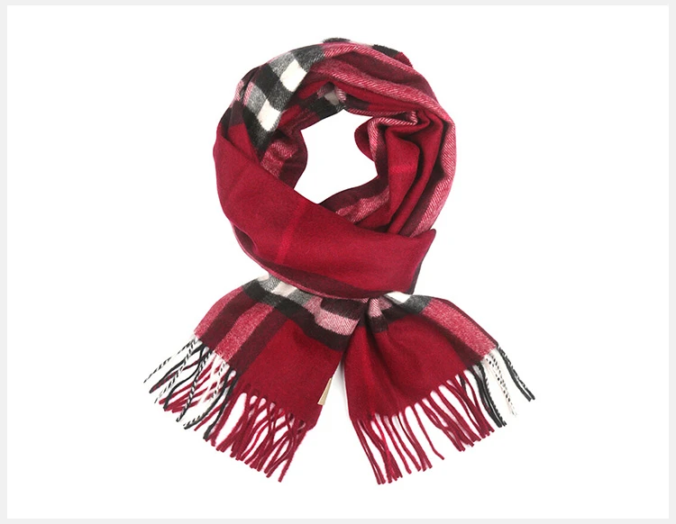 商品Burberry|Burberry 博柏利 女士Giant Icon羊绒围巾梅红色 3994153,价格¥3593,第12张图片详细描述