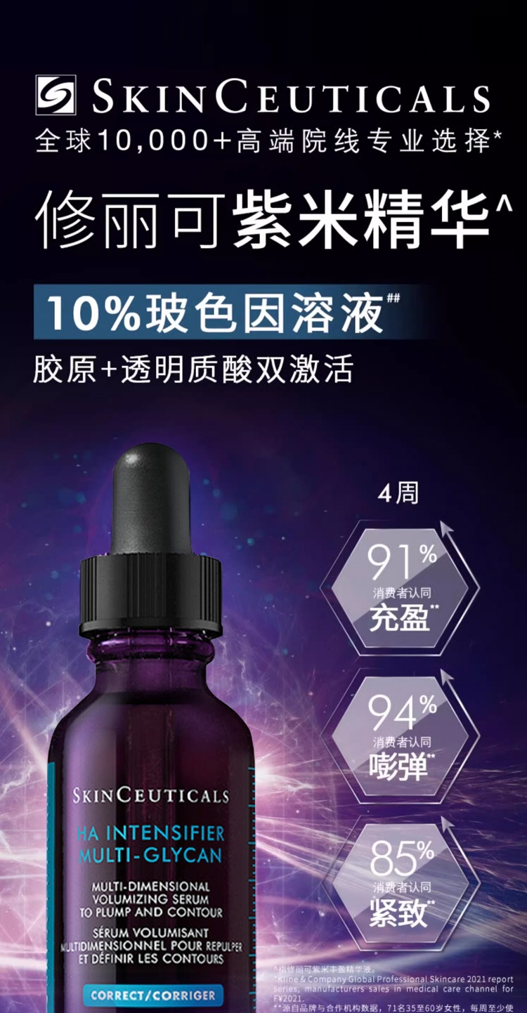 商品SkinCeuticals|SKINCEUTICALS修丽可 杜克紫米玻色因HA抗衰老紫米精华30ml,价格¥740,第5张图片详细描述