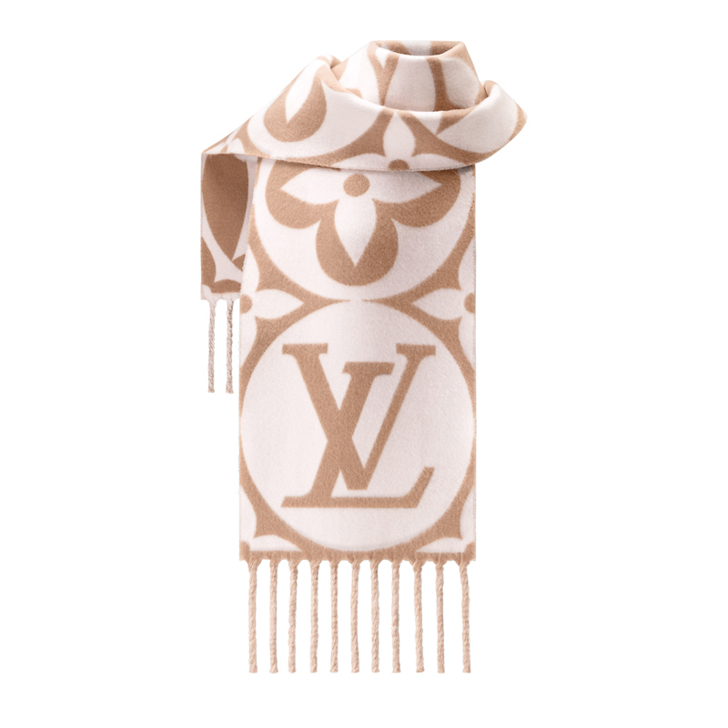 商品Louis Vuitton|【预售十天】路易威登 23新款Medallion女士米粉色提花绵羊毛围巾,价格¥4322,第3张图片详细描述