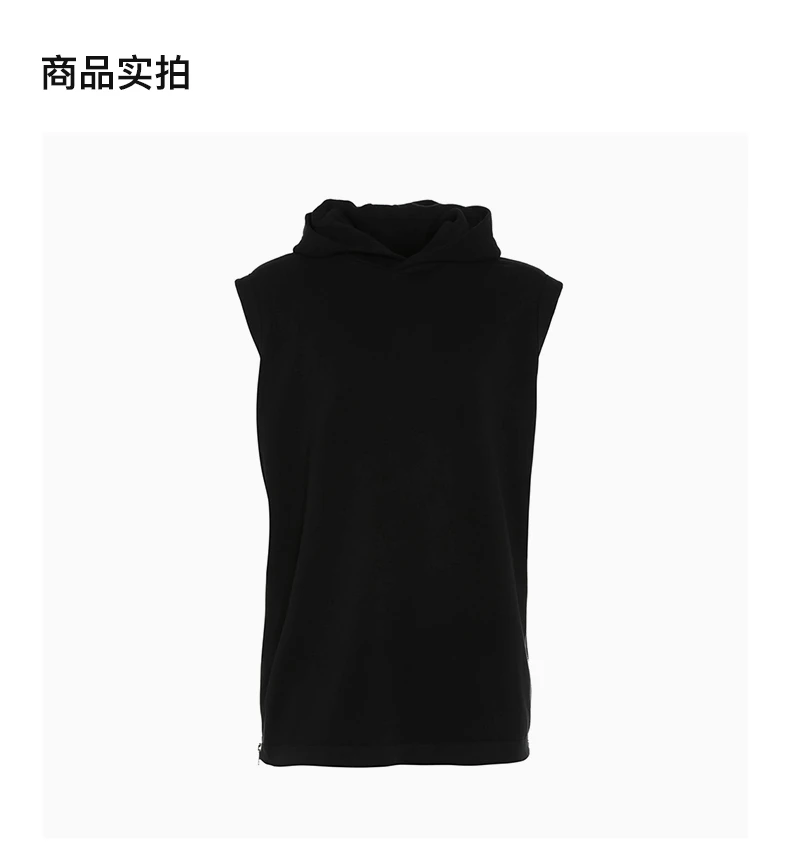 商品Givenchy|GIVENCHY 男士黑色棉质大码侧面拉链细节和不规则下摆无袖连帽卫衣 16S7219653-001,价格¥3287,第4张图片详细描述