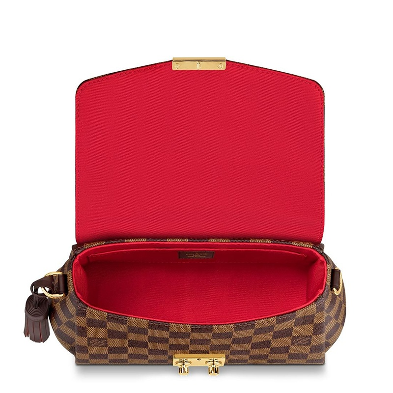 商品Louis Vuitton|预售10天 Louis Vuitton/路易威登 经典款CROISETTE系列 女士乌木色棋盘格帆布饰同色系皮革滚边金扣配可拆卸流苏翻盖开合单肩斜挎手提包N53000,价格¥14564,第3张图片详细描述