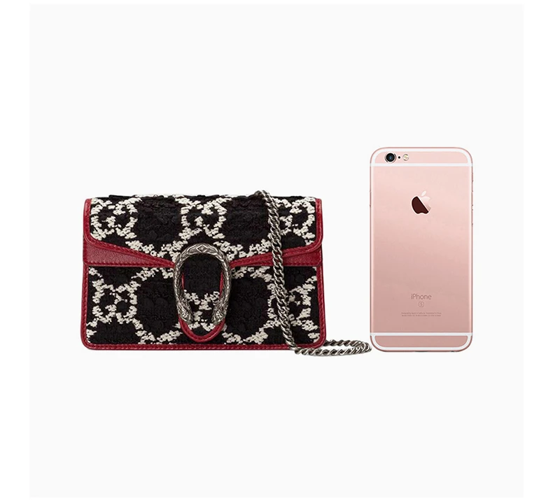 商品[国内直发] Gucci|GUCCI 古驰 女士黑色和红色迷你链条包 476432-HS8AN-1164,价格¥7972,第8张图片详细描述