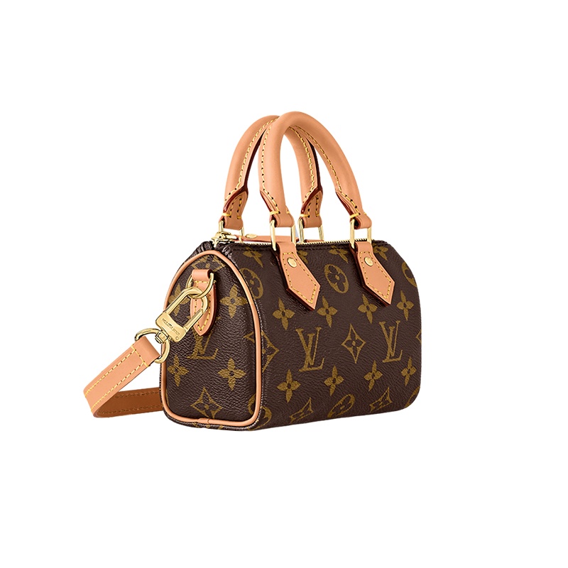 商品Louis Vuitton|【预售十天】路易威登 Speedy Nano女士老花棕色帆布配皮拉链开合可调节拆卸肩带斜挎包 M81085,价格¥13207,第2张图片详细描述