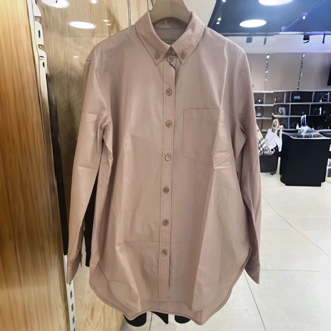 商品Burberry|BURBERRY/博柏利 女士裸色米黄色棉质格纹袖经典长袖衬衫80678161,价格¥992,第3张图片详细描述