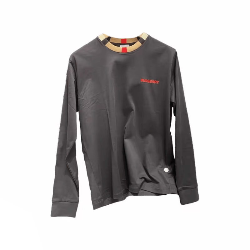 商品Burberry|【现货】博柏利 男士黑色棉质字母印花圆领套头长袖T恤 80910451,价格¥1136,第2张图片详细描述