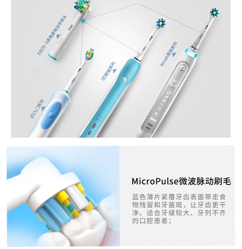 商品[国内直发] Oral-B|ORAL-B/欧乐B 牙线效果型电动牙刷替换头 EB25-3 适用2D 3D DB4系列牙刷,价格¥159,第4张图片详细描述