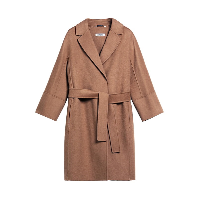 商品Max Mara|MaxMara/麦丝玛拉 女士驼色初剪羊毛系带中款大衣,价格¥3676,第4张图片详细描述