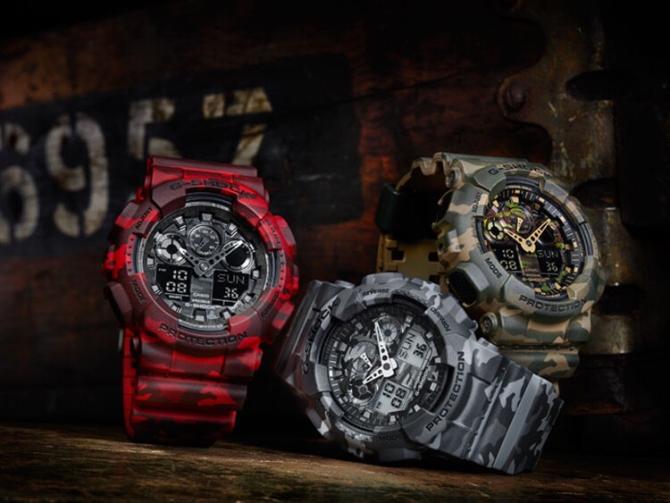 商品Casio|卡西欧（CASIO）手表G-SHOCK系列迷彩运动双显示防震电子男表 红色迷彩GA-100CM-4A-红色-GA-100CM-4A,价格¥1072,第3张图片详细描述