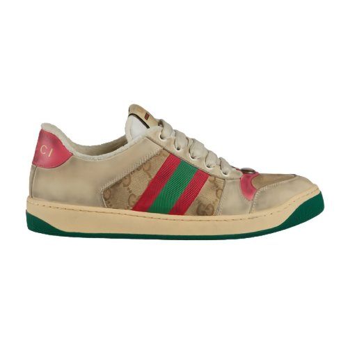 商品Gucci|现货 古驰 screener系列 经典款 女士米色GG帆布绿色红色织带绿皮革细节复古休闲运动鞋脏脏鞋5704439Y9209665,价格¥6917,第5张图片详细描述