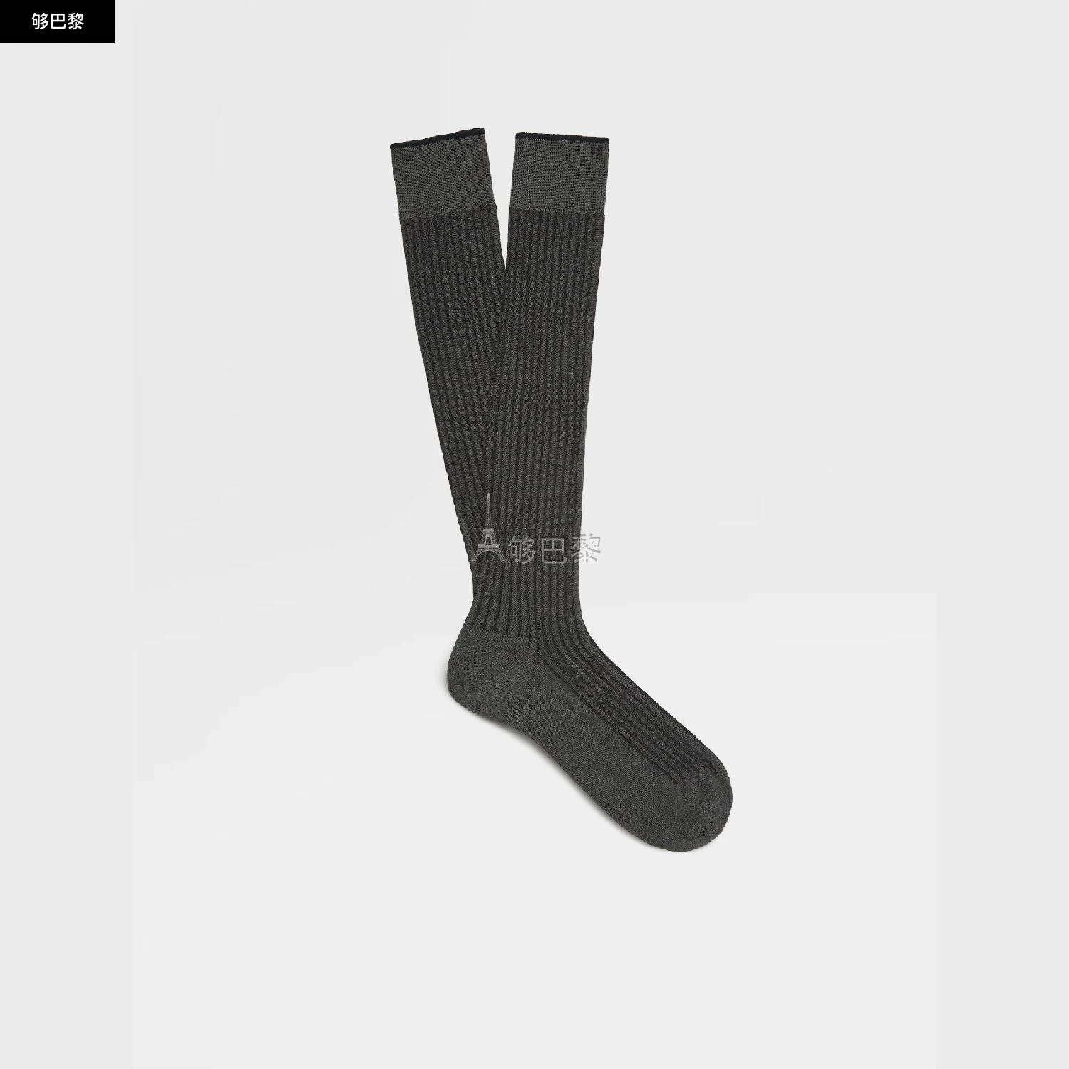 商品Zegna|包邮包税【预售7天发货】 ZEGNA杰尼亚 23秋冬 男士 袜子 SLATE GREY COTTON BLEND RIBBED MID CALF SOCKS N5V40-574-022,价格¥557,第4张图片详细描述