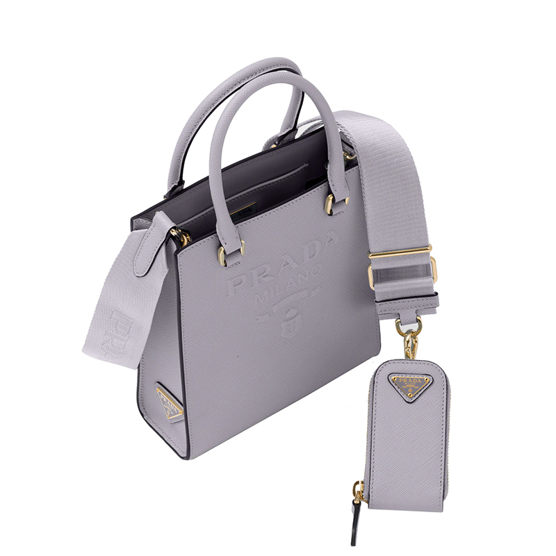 商品Prada|PRADA/普拉达 22新款 女士小号紫藤色saffiano皮革珐琅徽标拆卸织物肩带单肩手提斜挎包1BA333_NZV_F0230_V_N2A,价格¥15755,第5张图片详细描述