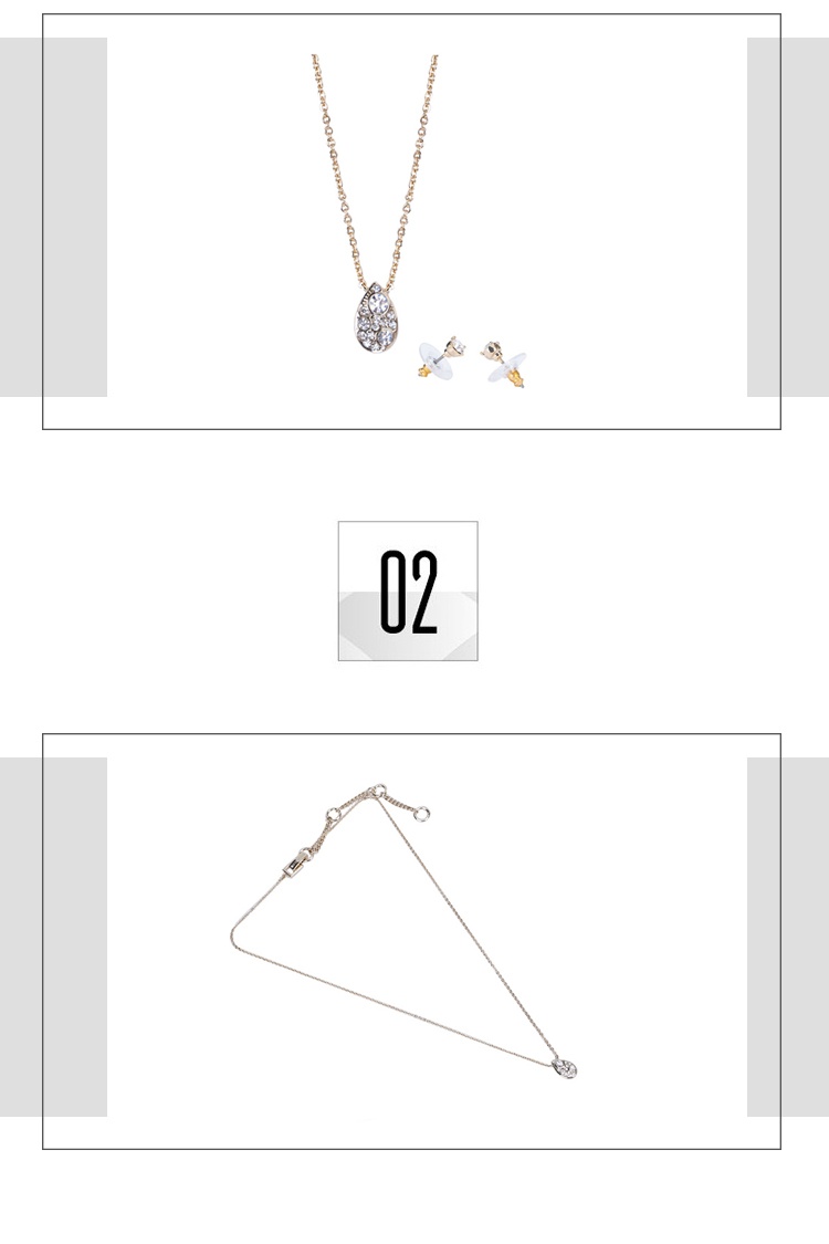 商品Givenchy|Givenchy 纪梵希水滴镶钻项链耳钉首饰套装 60572904-887-金色,价格¥445,第4张图片详细描述