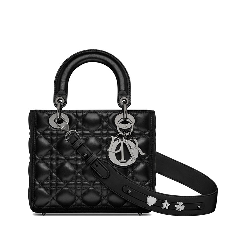 商品Dior|【包税】DIOR/迪奥  LADY DIOR MY ABCDIOR系列 女士小号黑色藤格纹小羊皮单肩手提戴妃包（勋章款）M0538BCAL_M900,价格¥43687,第3张图片详细描述
