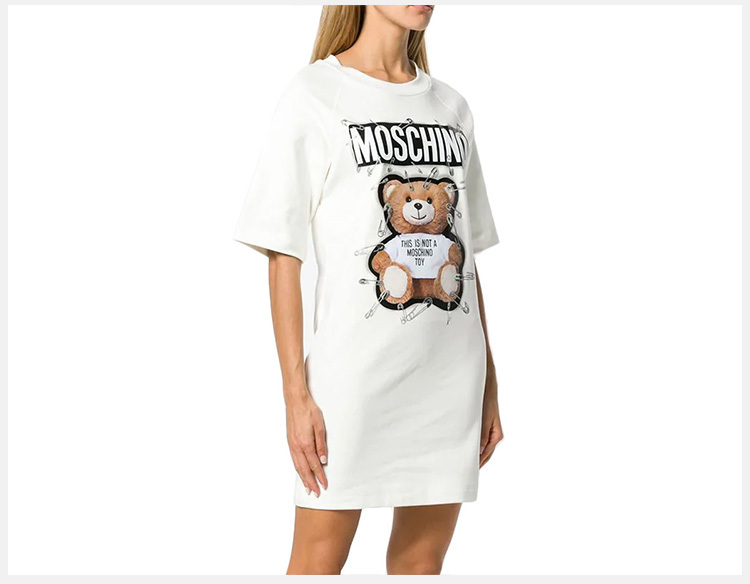 商品Moschino|Moschino 莫斯奇诺 女士白色棉质T恤式连衣裙 EV0444-5526-1002,价格¥3187,第7张图片详细描述