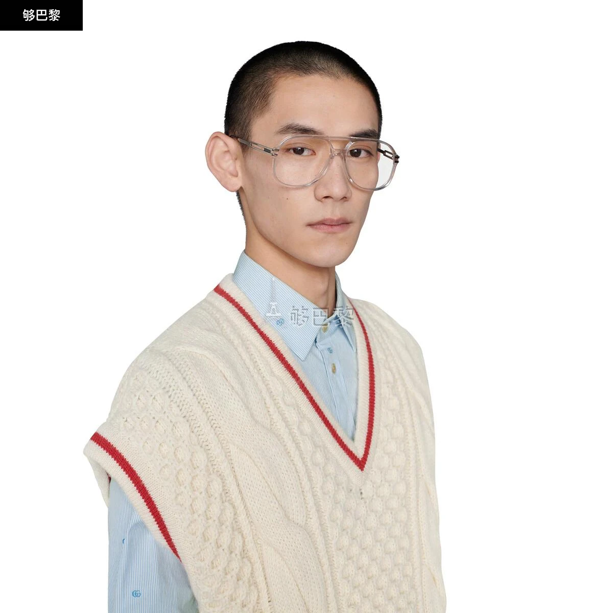 商品Gucci|【预售】 古驰 24秋冬 男士 光学眼镜 飞行员造型镜框 692786 J0740 1891,价格¥3725,第4张图片详细描述