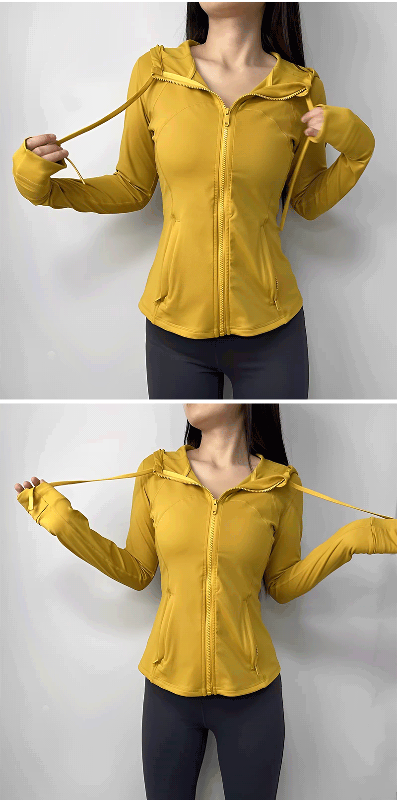商品[国内直发] GLENVINTEN|格兰云顿新品秋冬连帽防晒速干外套女瑜伽服上衣长袖运动,价格¥369,第11张图片详细描述