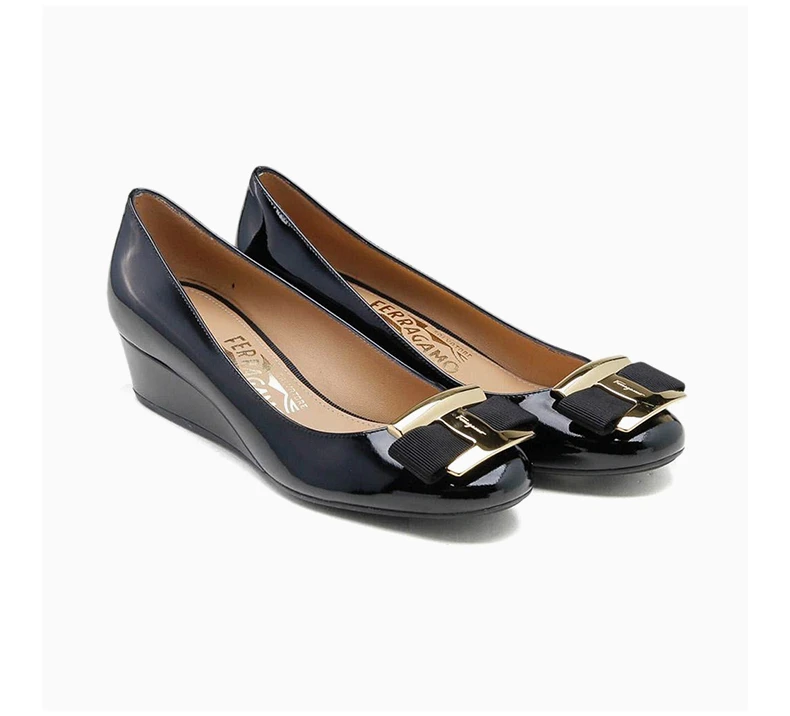 商品[国内直发] Salvatore Ferragamo|SALVATORE FERRAGAMO 黑色女士坡跟鞋 0592353,价格¥1968,第7张图片详细描述