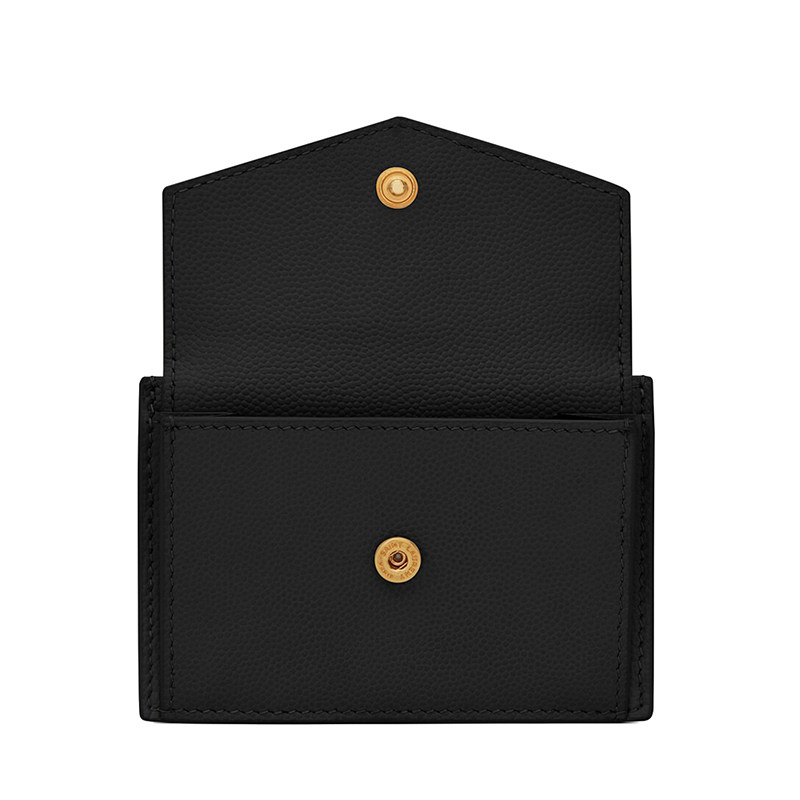 商品Yves Saint Laurent|SAINT LAURENT PARIS/圣罗兰 YSL 22新款UPTOWN系列 女士黑色粒面压纹皮革徽标金扣翻盖开合钱包卡包5823051GF0J1000,价格¥2550,第6张图片详细描述