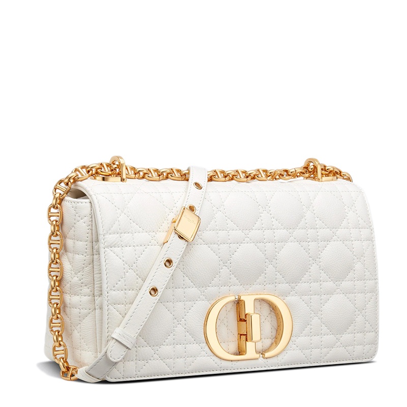 商品Dior|【包税】DIOR/迪奥 CARO系列 女士中号象牙色柔软小牛皮藤格纹CD扭纹扣翻盖封口单肩斜挎包M9242UWHC_M35U,价格¥30778,第5张图片详细描述