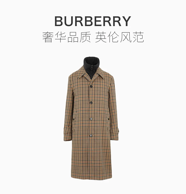 商品[国内直发] Burberry|BURBERRY 格纹男士大衣 8004874,价格¥11885,第1张图片详细描述