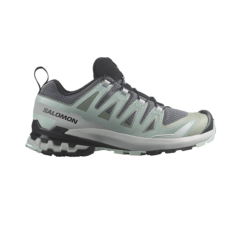 商品Salomon|SALOMON 24新款 XP3V系列女士灰色绿色纺织耐用越野跑鞋,价格¥1212,第4张图片详细描述
