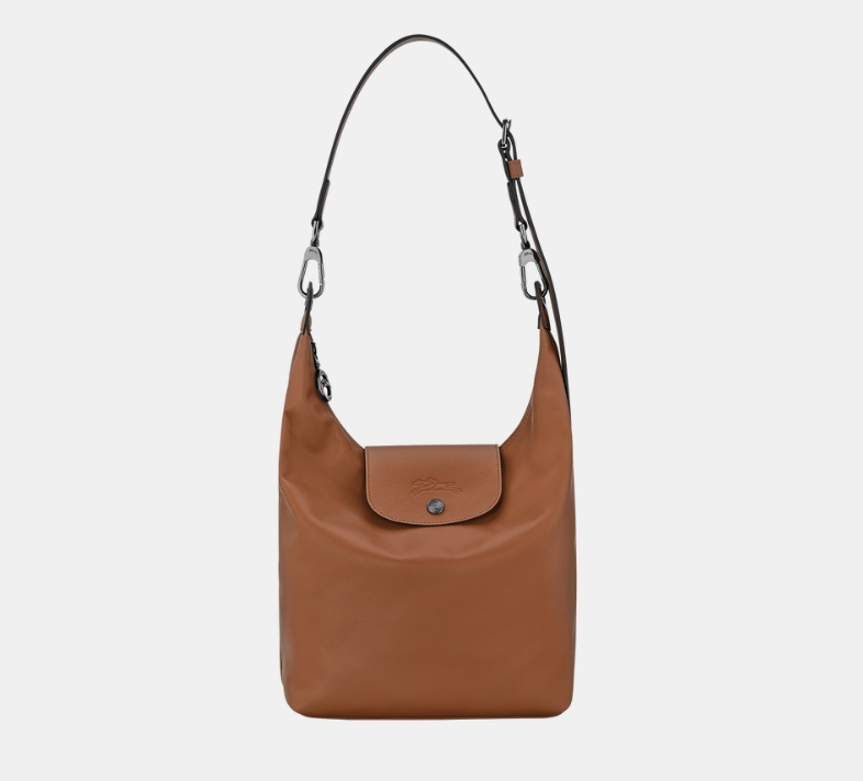 商品Longchamp|珑骧 可调节可拆卸肩带按扣翻盖开合 牛皮革 Hobo包单肩包 中号 女款 干邑色（香港仓发货）,价格¥3787,第7张图片详细描述