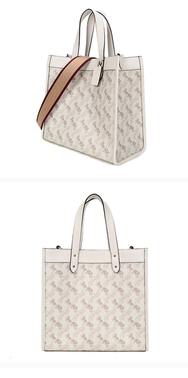 商品Coach|Coach 蔻驰 大号FIELD系列女士PVC配皮斜跨单肩托特包 白色印花 89143B4RGL,价格¥3109,第5张图片详细描述