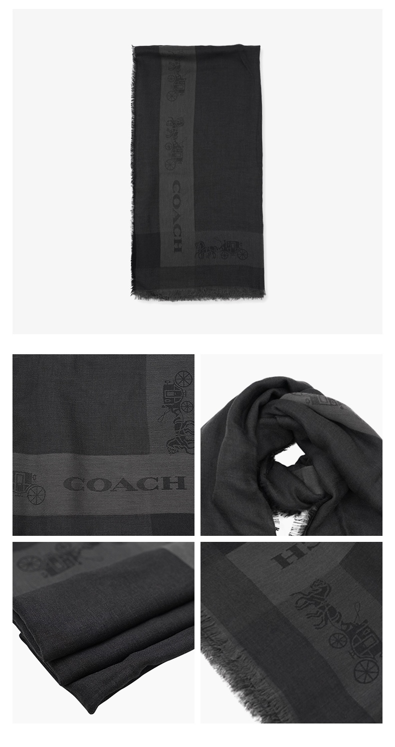 商品Coach|Coach 奥莱款女士围巾丝巾黑色 89793BLK,价格¥679,第4张图片详细描述