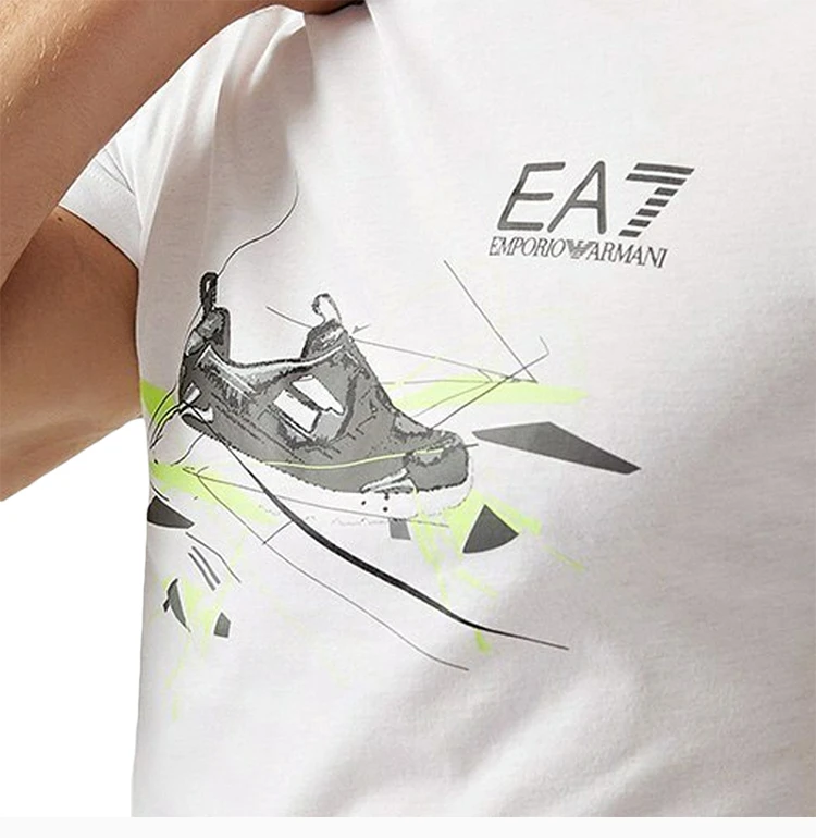 商品Emporio Armani|Emporio Armani 安普里奥 阿玛尼 男士白色印花短袖T恤 3ZPT50-PJM9Z-1100,价格¥440,第6张图片详细描述