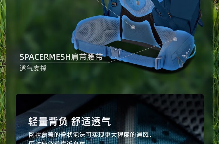 商品[国内直发] Osprey|OSPREY 小鹰Kestrel 38L/48L/58L/68L登山包 专业男款双肩背包 徒步大容量旅行包 黑色/卡其绿/蓝色,价格¥1940,第4张图片详细描述
