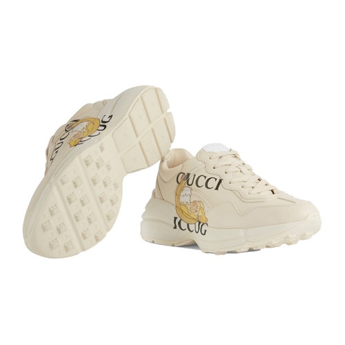 商品Gucci|【包税】GUCCI/古驰 Rhyton系列 女士象牙色皮革和Bananya印花运动鞋老爹鞋6594082SH009522,价格¥6982,第6张图片详细描述