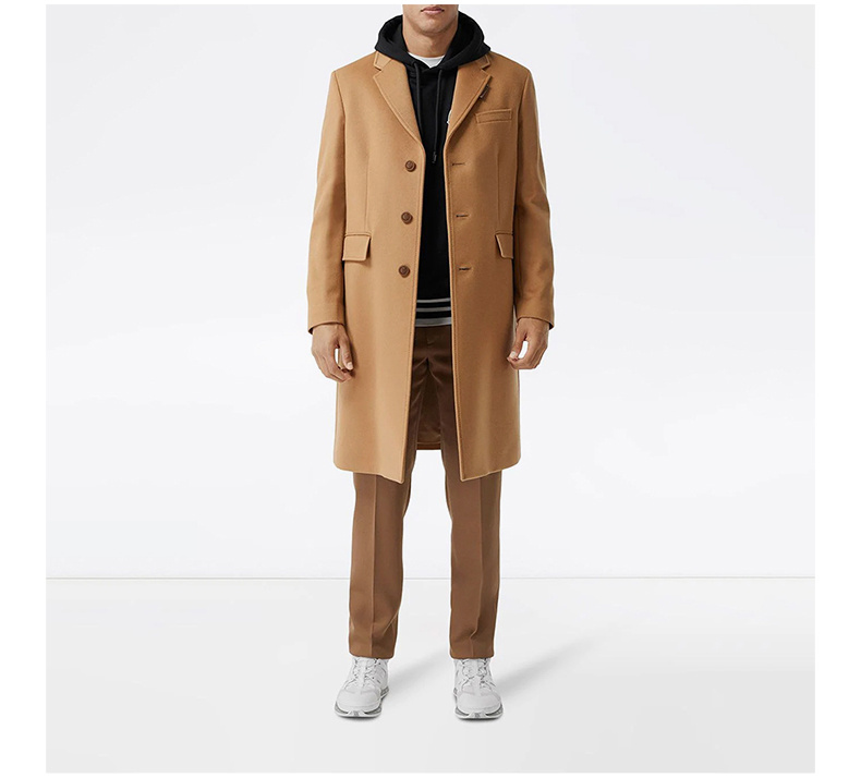 商品[国内直发] Burberry|BURBERRY 男士米色羊毛羊绒单排扣精裁大衣 8034190,价格¥13565,第5张图片详细描述