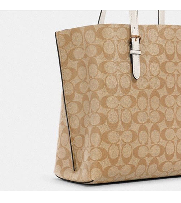 商品[国内直发] Coach|COACH蔻驰  Mollie 34 经典标志老花字母满印 标志性涂层帆布和光滑皮革 托特包Tote包购物袋手提单肩包 1665IMDQC,价格¥2090,第8张图片详细描述