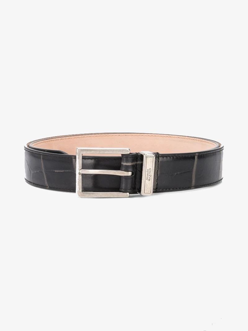 商品Alexander McQueen|ALEXANDER MCQUEEN 亚历山大·麦昆 男士黑色小牛皮腰带 625540-1XM0Y-1000,价格¥1277,第18张图片详细描述
