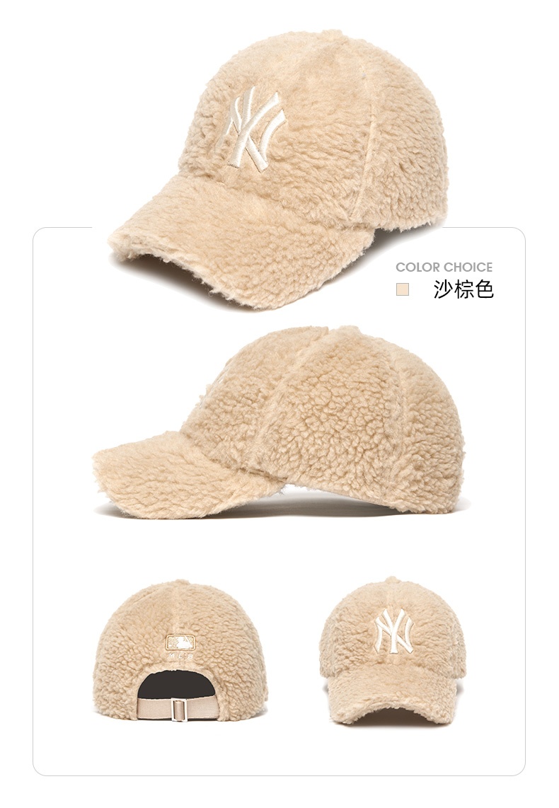 商品[国内直发] MLB|【官方防伪验证 国内发】MLB 纽约洋基队韩饱饱 冬季新款羊羔绒刺绣标棒球帽 棕色标 3ACPFDI,价格¥173,第12张图片详细描述