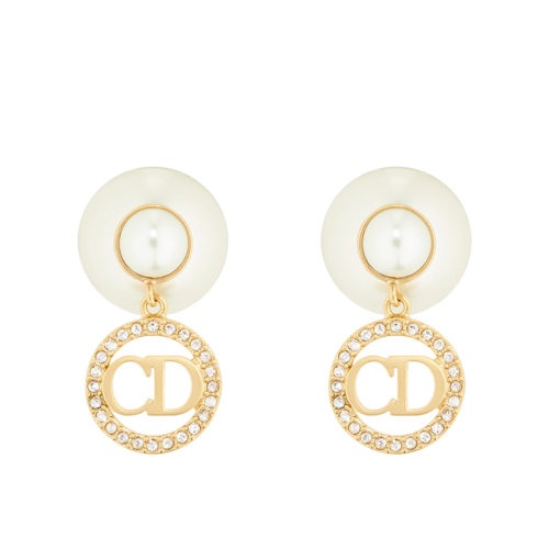 商品Dior|【包税】DIOR/迪奥 TRIBALES系列 女士白色树脂珠饰金色饰面金属仿水晶点缀CD耳环E1941TRICY_D03S,价格¥3932,第3张图片详细描述
