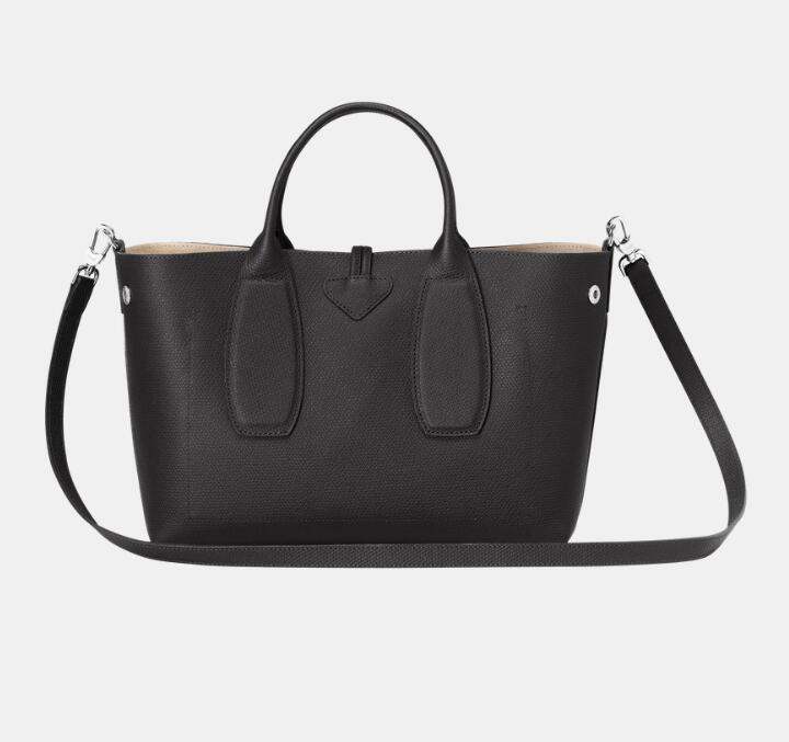 商品[国内直发] Longchamp|珑骧女士ROSEAU系列30中号牛皮革竹节扣可拆卸肩带手提单肩斜挎包比格包灰色棕色黑色10058 HPN ,价格¥3755,第4张图片详细描述