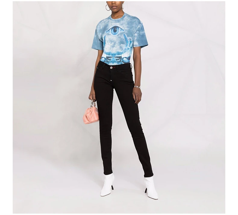 商品Philipp Plein|PHILIPP PLEIN 女士黑色棉质紧身低腰牛仔裤 WDT1685-PDE004N-02KT,价格¥2472,第5张图片详细描述