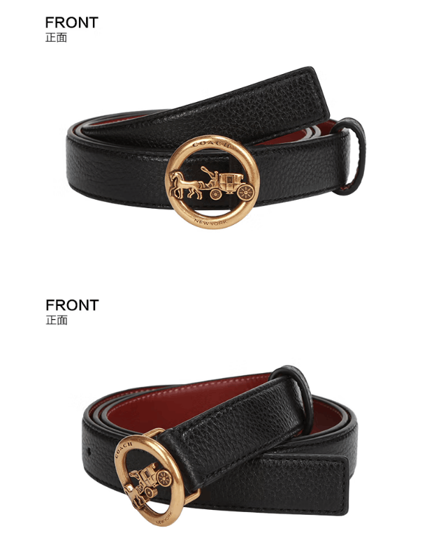 商品[国内直发] Coach|蔻驰腰带女奢侈品皮质马车logo 头皮带配饰 黑色,价格¥622,第3张图片详细描述