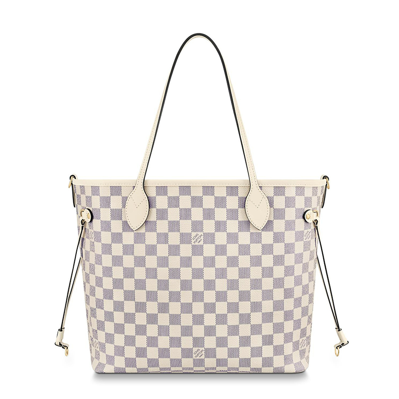 商品Louis Vuitton|预售10天 Louis Vuitton/路易威登 22春夏新款NEVERFULL系列 女士中号天蓝色棋盘格帆布皮革饰边细节金扣配可拆卸小袋多色编织肩带抽绳开合手提托特包N45295,价格¥17308,第7张图片详细描述