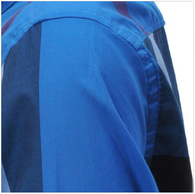 商品[国内直发] Burberry|Burberry 博柏利 男士蓝白色棉质格子长袖衬衫 3942161,价格¥2061,第36张图片详细描述
