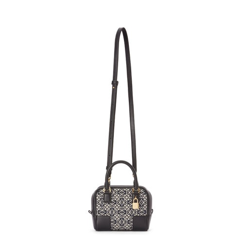 商品Loewe|【现货】罗意威 Amazona 16系列 女士海军蓝/黑色徽标提花帆布配皮饰金锁单肩手提包A039N21X03-5938,价格¥15846,第6张图片详细描述