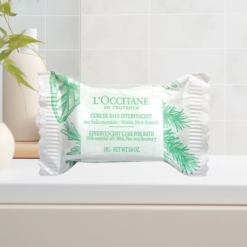 商品L'Occitane|欧舒丹薄荷精油泡泡浴块浴球 18g 温和清洁香薰疗愈 简装,价格¥91,第2张图片详细描述