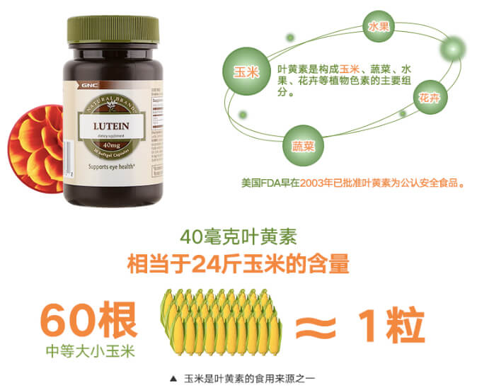 商品GNC|天然叶黄素 40mg,价格¥126-¥259,第2张图片详细描述