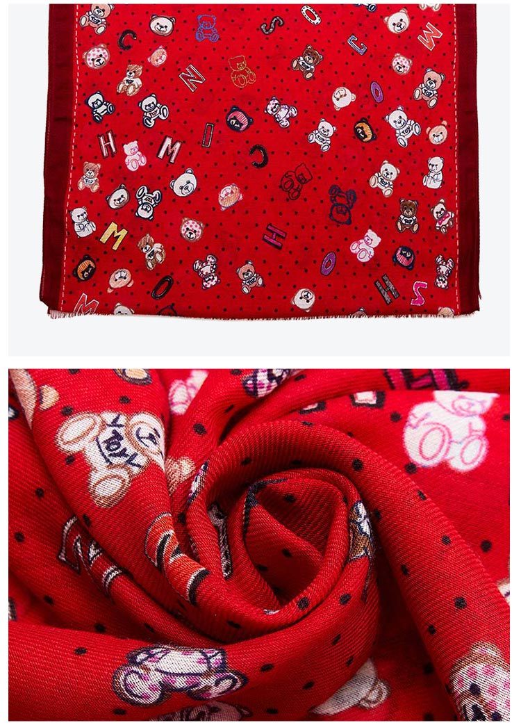 商品[国内直发] Moschino|MOSCHINO/莫斯奇诺 女士白色莫代尔纤维泰迪熊字母图案围巾生日节日礼物03313M2841 004,价格¥406,第8张图片详细描述